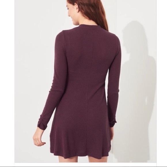 Hollister Berry Ribbed Knit Mock Neck Long Sleeve Sweater Dress Size M NWT - Picture 1 of 7